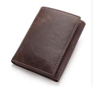 CHDWEY Portefeuille vintage pour homme en cuir synthétique - Portefeuille court multifonction pour homme - Poche pour pièces de monnaie - Porte-cartes photo (café)