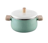 CHDWEY Pot à soupe, pot à soupe en émail, pot à soupe double oreille, pot à nouilles instantanées, pot à nouilles instantanées, pot d'aliments complémentaires, pot en émail, petit pot à lait (Ye?il)