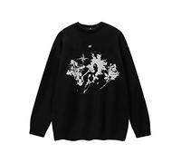 CHDWEY Pull à manches longues pour homme en maille d'animation pour l'hiver et l'automne surdimensionné Y2k (XL)