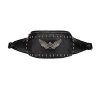 CHDWEY Sac banane vintage en cuir avec rivets et tête de mort, style gothique, pour femme