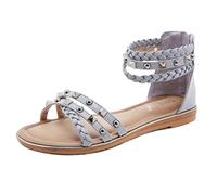 CHDWEY Sandales décontractées pour femmes Sandales à talons plats Braided Straps Sweet Breathable (42 EU)