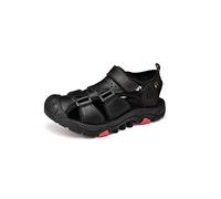 CHDWEY Sandales d'été pour homme - Chaussures décontractées en cuir - Sandales de plage pour homme - Baskets d'été grande taille (Noir, 41)