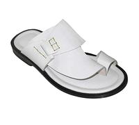 CHDWEY Sandales Hommes Été Hommes Sandales Plage Rétro Rome Sandales Hommes Couture Main Push Doigt Sandales Hommes Outdoor Casual Chaussures Grande Taille (White,42 EU)