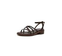 CHDWEY Sandales pour Femmes Chaussures Femmes Sandales Plates à Bande étroite Sandales Ankle Strap Buckle Summer Shoes Square Toe Lady Sandals(Khaki,40 EU)
