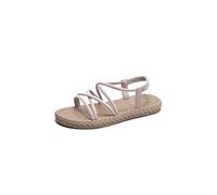 CHDWEY Sandales pour femmes Cross-Tied Elastic Ankle Strap Solid Color Flats Female Sandals Fashion Beach Women Shoes(38 EU)