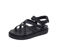 CHDWEY Sandales pour femmes Sandales Chaussures Cross Tied Strappy Semelle Thick Sandalias Bout ouvert Plate-forme Sandales plates (5)