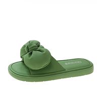 CHDWEY Sandales pour femmes Slippers Femmes Confortables Bow Appliques Fleur Talon Plat Chaussures d'extérieur Bout ouvert Flip Flops Sandals(6.5)