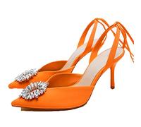 CHDWEY Sandales pour femmes talons strass pour femmes sandales à lanières pour femmes pompes à talons hauts talons lacets Stiletto Slingback chaussures sur talons (41 EU)