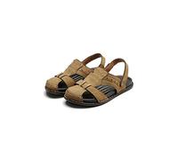 CHDWEY Sandales pour hommes, sandales confortables en cuir calf pour hommes, sandales d'extérieur pour hommes, chaussures d'été confortables, sandales de plage, chaussures pour hommes (kaki, 11)