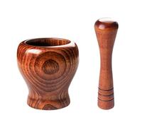 CHDWEY Stamper New Wooden Garlic Masher Bowl Mashing Household Crushing Jar Mortar Pestle Kitchen Gadget Garlic Bowl Food Press Pot