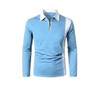 CHDWEY T-shirt à manches longues pour hommes New Color Matching Mode Collocation Revers Manches Longues Homme Deux Couleurs Couture Décontracté (XL)
