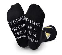 cheap4uk Cadeaux amusants pour hommes femmes père femmes chaussettes en coton chaussettes drôles dictons pour la fête des pères cadeau chaussettes drôles, Chaussettes de bière noires, taille unique