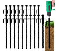 Cheardia Lot de 20 piquets de tente de 20,3 cm, ancrages robustes avec dessus en métal et corps en spirale, piquets de camping noirs antirouille pour zones rocheuses, déserts, champs de neige