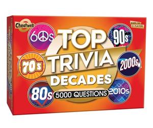 Cheatwell Games Top Trivia Decades Quiz Game - 5000 Questions pour Tester Vos Connaissances en Musique, cinéma, télévision, Science, Nourriture, Boisson, Culture, Connaissances générales des 60