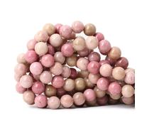 CHEAVIAN Lot de 35 perles rondes lisses en rhodochrosite naturelle de 10 mm pour la fabrication de bijoux, 1 fil de 38,1 cm