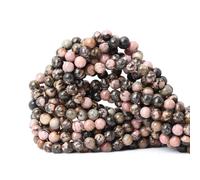 CHEAVIAN Lot de 60 perles rondes lisses en rhodochrosite noire naturelle de 6 mm pour la fabrication de bijoux, 1 fil de 38,1 cm