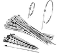 CHECARZHN--NO1-100 Pcs Collier De Serrage En Acier Inoxydable 20 Cm / 30 Cm Attache De Câble Métallique Serre Câble Attache Câble Autobloquant Attaches À Glissière À Câble Pour Fils, Câbles, Tuyaux