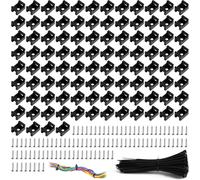 CHECARZHN--NO1-100 Pièces 200 Mm Nylon Attaches Câbles, Serre Câbles Réutilisables Et Supports Avec Vis, Noir, Suitable For Cable Management In Gardens, Workshops, Offices, And Homes