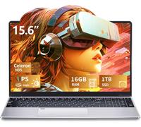 CHECARZHN--NO1-15,6"" Pc Portable, Celeron N95 Cpu, Win 11 Ordinateur Portable 16Go Ram 1To Ssd, Clavier Rétro-Éclairé, Déverrouillage Empreinte, 180°Opening And Closing 1080P Écran Laptop, Mini-Hdmi+