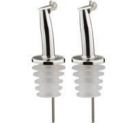 Checarzhn--No1-2 Becs Verseurs Pour Spiritueux/Huile Pour Bouteilles, Avec Clapet, Avec Tube D'air, Métal/Inox, Bouchon En Liège, Inox Gastro, Argenté, 46832280