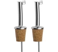 Checarzhn--No1-2 Becs Verseurs Pour Spiritueux/Huile/Vinaigre Pour Bouteilles, Avec Clapet, Avec Tube D'air, Métal/Inox, Bouchon En Liège, Inox Standard, Argenté, 45502280