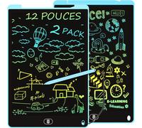 Checarzhn--No1-2 Pack 12 Pouces Tablette D'écriture Lcd Colorée, Enfants Tablettes Graphiques Avec Fonction De Verrouillage & D'effacement, Jouet Educatif De Filles Et Garçons, Bleu