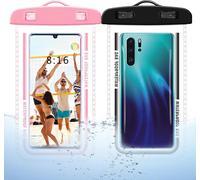 Checarzhn--No1-2 Pcs Pochette Etanche Smartphone, Ipx8 Pochette Telephone Portable Etanche Universel Coque Waterproof Pour Phone 15 14 13 12 11pro S22/S21/S20 (Noir+Rose)