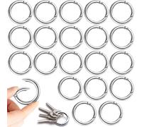 Checarzhn--No1-20 Pièces Mousqueton Rond, 27mm Snap Ressort Anneau Boucle, Ressort O Anneau, Trousseau Crochet Clips, Argent Rond Mousqueton En Alliage De Zinc Pour Sangle De Sac À Main, Porte-Clés,