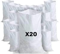 CHECARZHN--NO1-20 Sacs À Gravats, 55 X 95Cm, 55Kg, Résistant Et Réutilisable, En Polypropylène Tissé Blanc, Sable, Terre, Gravier, Jardinage, Chantier, Déchets De Constructions