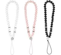 Checarzhn--No1-3 Pièces Dragonne De Téléphone En Perles De Cristal Brillantes,Chaînes Élégantes,Accessoire Anti-Perte Pour Smartphone,Bijou Décoratif Polyvalent,Pour Femmes