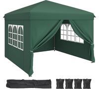 CHECARZHN--NO1-3X3Meter Outdoor Pop-Up Gazebo With Sides And Windows All-Season Waterproof Folding Camping Gazebo ¿ Garden Canopy With Anti-Uv Protection, Adjustable Height, Stakes, Rope & Carry/Weig