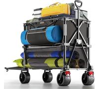 Checarzhn--No1-400l Wagon Pliable À Deux Étages - Chariot Pliable À Grande Capacité - Rallonge De 132cm, Grandes Roues Tout-Terrain Pour Camping, Match De Foot, Événements Sportifs, Supporte Jusqu'à