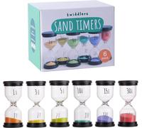 CHECARZHN--NO1-6 Minuteur Sabliers, 6 Couleurs - 1 3 5 10 15 & 30 Minutes - Enfants, Maternelle, Montessori, Pédagogique, Apprentis & Jeux - Verre Solide & Résistant