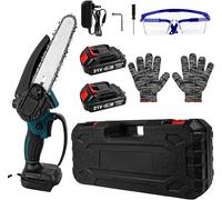 CHECARZHN--NO1-6 Pouces Mini Tronçonneuse Électrique Avec 2 Batteries 6000Mah Et Chargeur,Batterie De Tronçonneuse Manuelle Avec Serrure De Sécurité Batterie De Tronçonneuse Manuelle Pour Sécateurs É