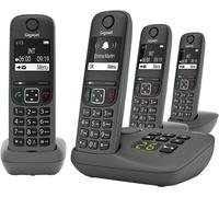 CHECARZHN--NO1-A695A Quattro - 4 Téléphones Dect Sans Fil Avec Répondeur - Écran À Haut Contraste - Excellente Qualité Audio - Fonction Mains Libres - Protection D'Appels, Gris [Version França ]