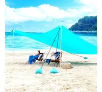 Checarzhn--No1-Abri De Plage Portable Avec 2 Poteaux, Tente De Plage Pour La Protection Solaire, Auvent Pour Terrasse De Camping De Jardin De Plage 215x200cm