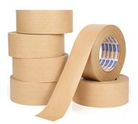 Checarzhn--No1-Adhésif 6 Rouleaux De Ruban Adhésif Activé Par L'eau, 50mm X 50m Ruban D'emballage En Papier Kraft Brun Pour Emballage Robuste Ruban De Transport Écologique Mobile