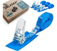 CHECARZHN--NO1-Alaska, 4X 6M Sangle D'Arrimage Avec Cliquet, 25Mm, 800 Kg, Rembourrée, Certifié Tüv Rheinl. / Gs, En 12195-2 - Sangles De Serrage Pour Moto Et Remorque, Bleu