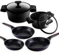 Checarzhn--No1-Alutherm Lot De 7 Casseroles À Induction 2 Poêles 20-24 Cm, 2 Couvercles En Verre, 3 Poêles 18-20-24 Cm, Fonte D'aluminium, Revêtement Anti-Adhésif Sans Pfoa, Convient À Tous Les Types