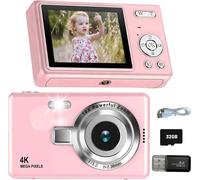 CHECARZHN--NO1-Appareil Photo Numérique Compact 1080P 44 Mp Pour Débutants Et Enfants Avec Mini Caméra Portable Anti-Secousses Avec Carte Mémoire De 32 Go