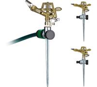 CHECARZHN--NO1-Arroseur De Jardin, Lot De 3, Avec Pointe, Portée Réglable JusquÀ 15 Mètres, Doré Et Argenté