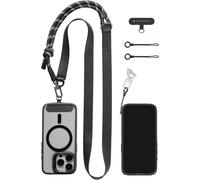 Checarzhn--No1-Bandoulière Pour Téléphone, Tour De Cou Réglable Pour Tous Smartphones, Cuir Et Nylon De Qualité Haute, Crochet Intégré Pour Clés Et Accessoires, Pour Iphone, Pour Samsung, Noir - 4989