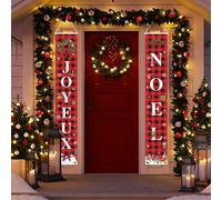 Checarzhn--No1-Bannière Rouge De Noël 30 X 180 Cm - Bannière De Porte « Merry Christmas » - Toile De Fond En Tissu - Accessoires De Fête De Noël - Décoration Intérieure Et Extérieure Pour Les Vacance