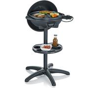 CHECARZHN--NO1-Barbecue Électrique 2 000 W Avec Grille En Fonte D'Aluminium, Barbecue Sur Pieds Avec Couvercle Et Thermomètre Intégré, Ebbq Avec Grande Surface De Cuisson Lisse Et Rainurée, Noir, Pg
