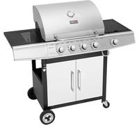 Checarzhn--No1-Barbecue Gaz À 4+1 Brûleurs En Acier Inoxydable, Gril À Gaz De Puissance 14,5kw Avec Tablettes Et Thermomètre, 2 Roues Directionnelles, 2 Portes, Adapté Pour Jardin Et Extérieure, Arge
