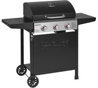 CHECARZHN--NO1-Barbecue Gaz Sur Chariot, 3 Brûleurs Bbq Gaz Avec Capot, Puissance 9Kw Propane, 2 Grilles En Émaillée, 2 Table Latérales, Thermomètre Intégré, Adapté Pour Jardin Et Camping