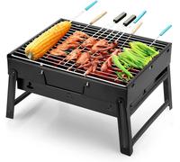 Checarzhn--No1-Barbecue Portable Petit Barbecue À Charbon De Table Domestique Pliable Avec 2 Barbecue Grille Clip Inox Acier Barbecue Extérieur/Camping/Piquenique