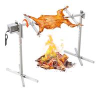 CHECARZHN--NO1-Barbecue Rôtissoire 116 Cm, Kit De Rôtisserie Électrique Charge 60 Kg, Tournebroche Électrique Moteur Automatique 52 W, En Inox, Hauteur Réglable, Avec Bouclier Thermique, Pour Agneau