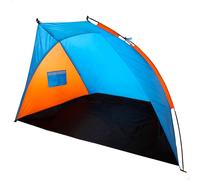 Checarzhn--No1-Beach- Tente Coupe-Vent Plage, 3 Personnes, Abri De Plage En Polyester, Imperméable, Montage Facile, Sac De Transport, 200x125x120 Cm, Bleu Et Orange