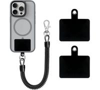Checarzhn--No1-Bracelet À Ressort Antivol Pour Téléphone Portable Avec 2 Patchs De Fixation Noir ¿ Cordon Universel Rétractable Pour La Plupart Des Smartphones Écran Protégé Pour La Randonnée, Le Voy